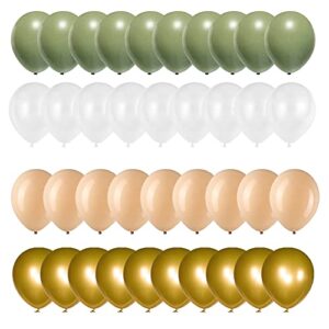 sage green gold white latex balloons,50 pcs 12 inch green and blush gold party balloons for birthday baby shower engagement wedding anniversary party decorations