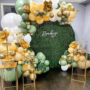 Sage Green Gold White Latex Balloons,50 Pcs 12 Inch Green and blush Gold Party Balloons For Birthday Baby Shower Engagement Wedding Anniversary Party Decorations