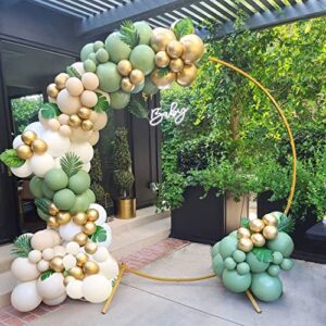 Sage Green Gold White Latex Balloons,50 Pcs 12 Inch Green and blush Gold Party Balloons For Birthday Baby Shower Engagement Wedding Anniversary Party Decorations