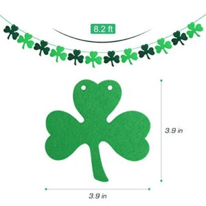 St Patricks Day Decorations, St. Patricks Day Banner Decor - NO DIY - Felt Shamrock Garland for Irish Party Supplies (12 Dark Green & 12 Light Green Shamrocks)