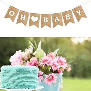 Shimmer Anna Shine Oh Baby Burlap Banner for Baby Shower Decorations and Gender Reveal Party