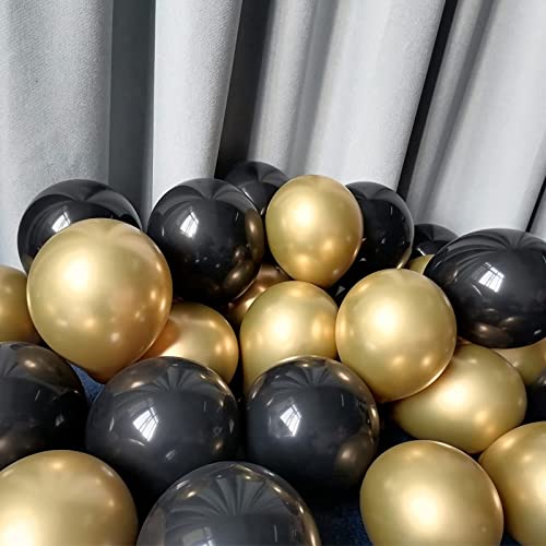 Black And Gold Balloon Garland Arch Kit, Total 142 Pcs 18" 12" 10" 5" Latex Balloon Set for Shower Birthday Wedding Bachelorette Party Decorations Supplies