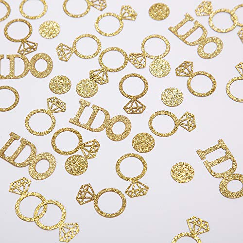 Gold Wedding Table Confetti ,Glitter Paper Diamond Ring Confetti, I Do Engagement Party Table Scatter,Bachelorette Bridal Shower Party Decorations
