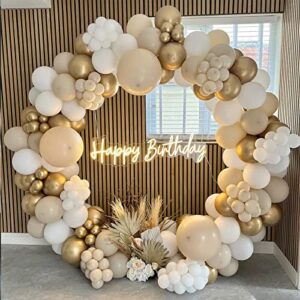 white sand gold balloons garland arch kit,159pcs white nude balloons with metallic chrome gold latex balloons for boho wedding baby bridal shower engagement anniversary birthday decorations backdrop