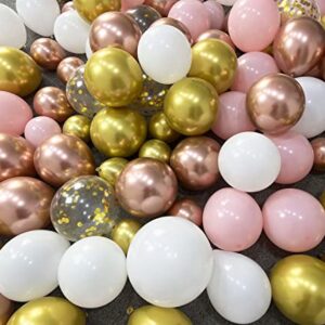 Beaumode Diy Rose Gold Pink White Balloon Garland Arch 160PCS with Confetti Balloons Baby Shower Wedding Princess Birthday Anniversary Engagement Bridal Shower Party Decoration (Rose Gold Pink White)