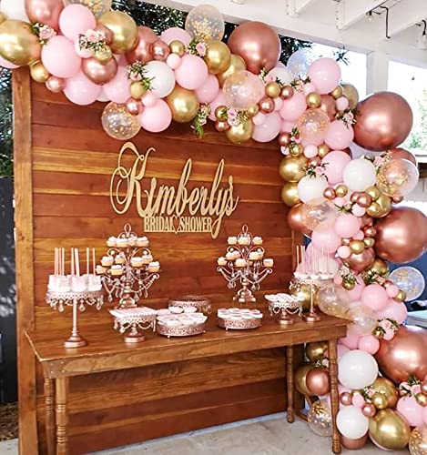 Beaumode Diy Rose Gold Pink White Balloon Garland Arch 160PCS with Confetti Balloons Baby Shower Wedding Princess Birthday Anniversary Engagement Bridal Shower Party Decoration (Rose Gold Pink White)