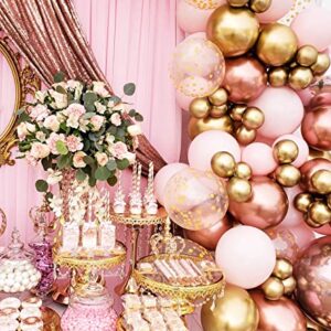 Beaumode Diy Rose Gold Pink White Balloon Garland Arch 160PCS with Confetti Balloons Baby Shower Wedding Princess Birthday Anniversary Engagement Bridal Shower Party Decoration (Rose Gold Pink White)