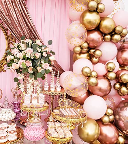 Beaumode Diy Rose Gold Pink White Balloon Garland Arch 160PCS with Confetti Balloons Baby Shower Wedding Princess Birthday Anniversary Engagement Bridal Shower Party Decoration (Rose Gold Pink White)