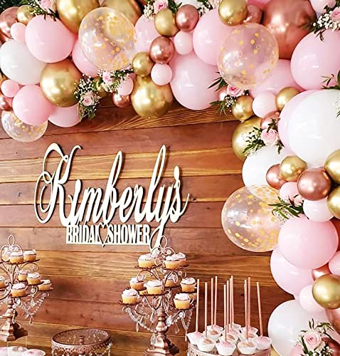 Beaumode Diy Rose Gold Pink White Balloon Garland Arch 160PCS with Confetti Balloons Baby Shower Wedding Princess Birthday Anniversary Engagement Bridal Shower Party Decoration (Rose Gold Pink White)