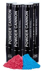 legend & co, baby gender reveal powder cannons | air powered | included feature: small color check window to view contents (2 pink & 2 blue powder)