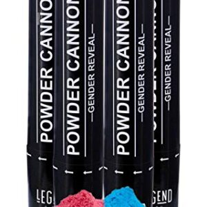 Legend & Co, Baby Gender Reveal Powder Cannons | Air Powered | Included Feature: Small Color Check Window to View Contents (2 Pink & 2 Blue Powder)