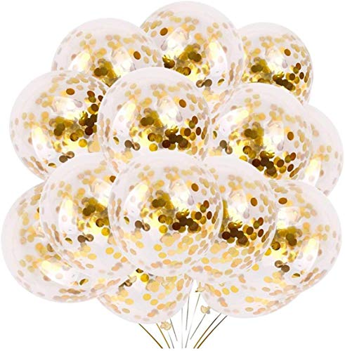 24 Pieces Gold Confetti Balloons | PREFILLED 12 Inch Latex Party Balloons with Gold Confetti for Party Decorations, Wedding & Bridal, Proposal (Gold)