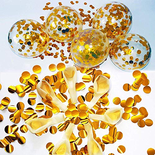 24 Pieces Gold Confetti Balloons | PREFILLED 12 Inch Latex Party Balloons with Gold Confetti for Party Decorations, Wedding & Bridal, Proposal (Gold)