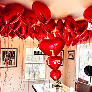 katchon, xtralarge 12+1 red heart balloons – pack of 13 set | big 36 inch i love you balloons for romantic decorations night | happy anniversary proposal balloons | happy birthday my love balloon