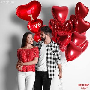 Katchon, XtraLarge 12+1 Red Heart Balloons - Pack of 13 Set | Big 36 Inch I Love You Balloons for Romantic Decorations Night | Happy Anniversary Proposal Balloons | Happy Birthday My Love Balloon