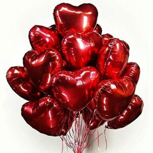 30 pcs red heart balloons 18″ foil love balloons mylar balloons heart balloons for valentines day propose marriage wedding anniversary backdrop birthday party supplies