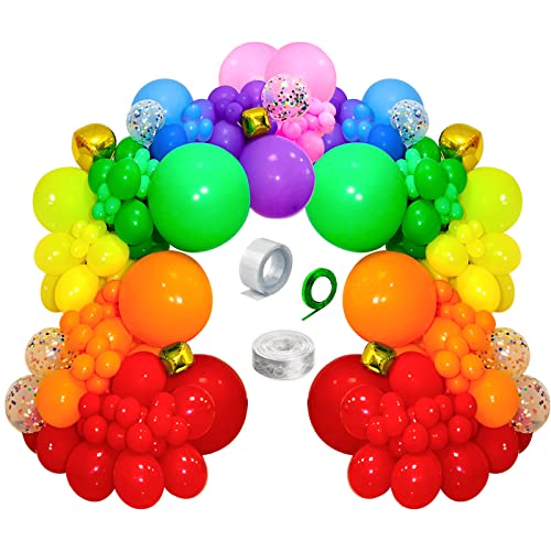 162 Pcs Rainbow Garland Balloon Kit mixed size 18 12 5 Inch Rainbow arch balloon kit for Birthday Baby Shower Wedding.