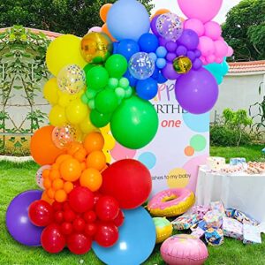 162 Pcs Rainbow Garland Balloon Kit mixed size 18 12 5 Inch Rainbow arch balloon kit for Birthday Baby Shower Wedding.