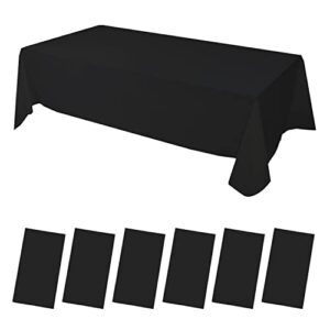 6 pack premium disposable plastic tablecloth 54″ x 108″ party table cloths disposable for 6 to 8 foot tables indoor or outdoor parties birthdays weddings christmas anniversary buffet table (black)