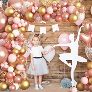 Amandir Rose Gold Balloons Garland Arch Kit, 150pcs Rose Gold Pink White Gold Confetti Latex Balloons for Bridal Wedding Birthday Girl Baby Shower Graduation Anniversary Bachelorette Party Decoration