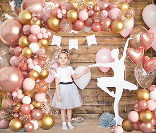 Amandir Rose Gold Balloons Garland Arch Kit, 150pcs Rose Gold Pink White Gold Confetti Latex Balloons for Bridal Wedding Birthday Girl Baby Shower Graduation Anniversary Bachelorette Party Decoration