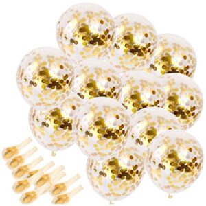 Gold Confetti Balloons 20 Pieces, 12 Inches Party Balloons With Golden Paper Confetti Dots For Party Decorations Wedding Decorations And Proposal (Gold)