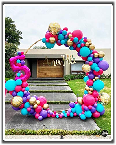 LANGXUN Large Size 7.2ft Gold Metal Round Balloon Arch kit Decoration, for Birthday Party Decoration, Wedding Decoration, Graduation Decorations and Baby Shower Photo Background 2023 Upgrade Model