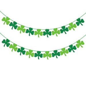 felt shamrock clover garland banner – no diy – st. patrick ‘s day banner decor – st. patrick ‘s day garland decorations – irish party supplies – green and light green color