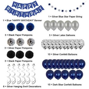 Birthday Decorations Men Blue Birthday Party Decorations for Men Women Boys Grils, Happy Birthday Balloons for Party Decor Suit For 16th 20th 25th 30th 35th 40th 50th 60th 70th (Blue)