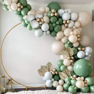 sage green balloon garland arch kit – 154pcs avocado green balloon with blush balloons gold balloons and macaron gray balloons for st patricks day decorations birthday party baby shower