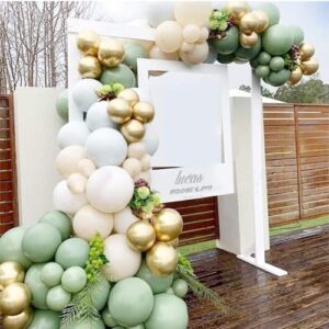 Sage Green Balloon Garland Arch Kit - 154pcs Avocado Green Balloon with Blush Balloons Gold Balloons and Macaron Gray Balloons for St Patricks Day Decorations Birthday Party Baby Shower