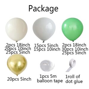 Sage Green Balloon Garland Arch Kit - 154pcs Avocado Green Balloon with Blush Balloons Gold Balloons and Macaron Gray Balloons for St Patricks Day Decorations Birthday Party Baby Shower