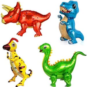 4Pack Giant Self Standing Dinosaur Foil Balloons for Dinosaur Birthday Party Supplies Decorations