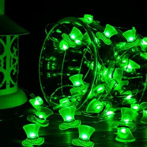 Tmacker St Patricks Day Decorations 3D13Ft 50LED Green Leprechaun Top Hat String Light, St Patricks Day Decor Irish Party for Home Indoor/Outdoor Wedding Anniversary Holiday Green Decor