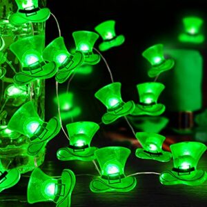 Tmacker St Patricks Day Decorations 3D13Ft 50LED Green Leprechaun Top Hat String Light, St Patricks Day Decor Irish Party for Home Indoor/Outdoor Wedding Anniversary Holiday Green Decor