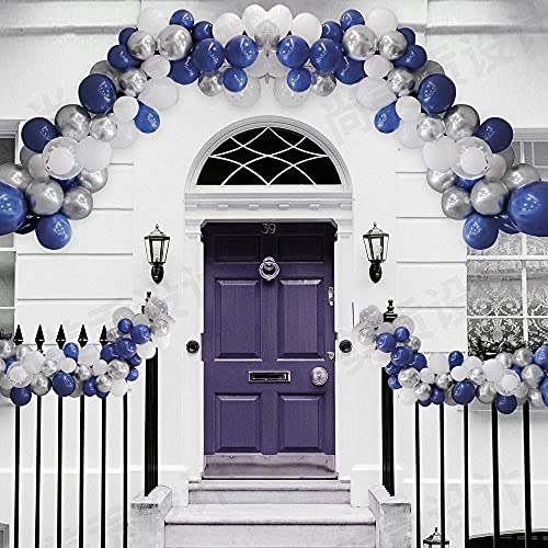 JULLIZ 145pcs Navy Blue Silver Balloons Garland Kit, Royal Blue Silver White Confetti Balloon Arch for 2023Graduation Party Wedding Birthday Shower Classroom Decoration