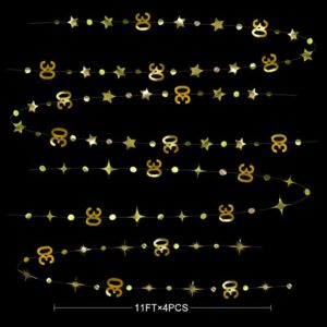 Gold 30th Birthday Decorations Number 30 Circle Dot Twinkle Star Garland Metallic Hanging Streamer Bunting Banner Backdrop for Her Happy Dirty 30 Year Old Birthday Thirty Anniversary Party Supplies