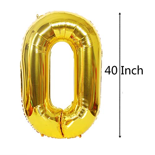 Eokeanon Number 50 and Gold Confetti Balloons, 40 Inch Gold Number 50 Balloon with 5PCS 12 Inch Gold Confetti Balloons for 50th Birthday Party Decorations 50th Anniversary Décor