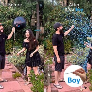 Jumbo Gender Reveal Confetti Balloons 2pcs 36" Black Boy or Girl Balloon Come with Blue Pink Confetti for Baby Gender Reveal Party Idea