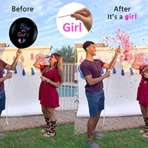 Jumbo Gender Reveal Confetti Balloons 2pcs 36" Black Boy or Girl Balloon Come with Blue Pink Confetti for Baby Gender Reveal Party Idea