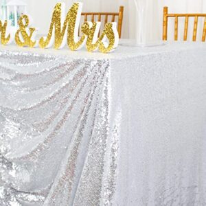 ShiDianYi 50''x72''Silver Sequin Tablecloth, Wedding Table Cloth, Sparkle Sequin Linens, Glitz, Sequin Cake Tablecloth, Sequin Tablecloth (50''x72'')