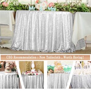 ShiDianYi 50''x72''Silver Sequin Tablecloth, Wedding Table Cloth, Sparkle Sequin Linens, Glitz, Sequin Cake Tablecloth, Sequin Tablecloth (50''x72'')