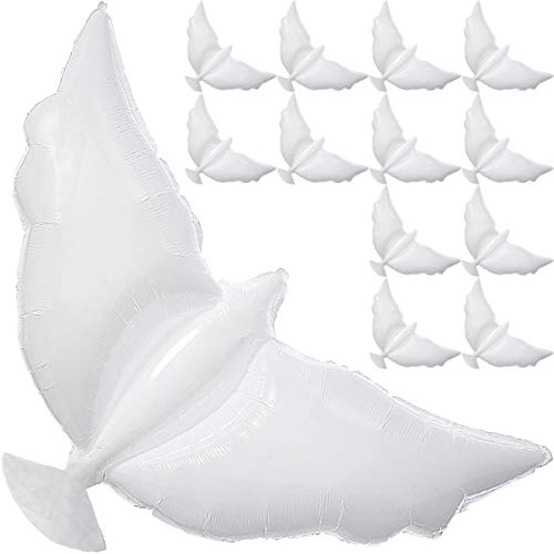 Dove Memorial Balloons for Release - Biodegradable Funeral Remembrance Angel Balloons to Release in Sky Memorial Decorations for Celebration of Life Death RIP Rest in Peace Loss of Loved One Happy Heavenly Birthday Party Favors - White 12 Pack