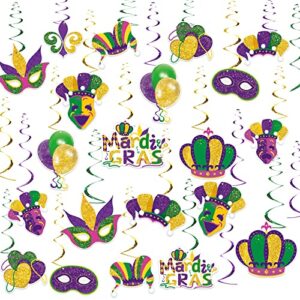 FANCY LAND Mardi Gras Hanging Decoration 30PCS Mardi Gras Swirls Ceiling Carnival Party Decoration