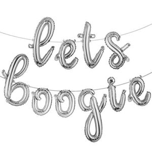 16 inch lowercase lets boogie balloons banner 1980s for 70’s 80’s disco themed party decoration birthday party supply ballon (l lets boogie silver)