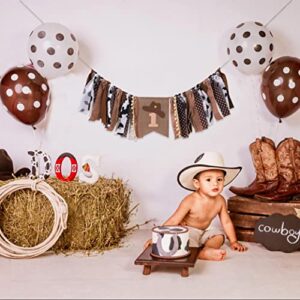 1st Birthday High Chair Banner - Cowboy Rodeo for Party Fabric Decor,Cake Smash Baby Shower,Backdrop Garland for photo props