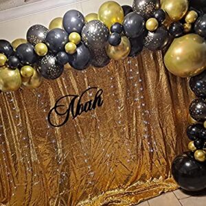 BALONAR 136Pcs DIY Gold and Black Garland Balloons Kits with 18/10/5/Inch Metallic Chrome Balloons for Birthday Party Celebration Graduation Bachelorette Wedding Baby Shower Ceremony Anniversary Balloon Chain. (Black)