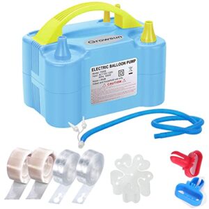 growsun balloons pump kit electric balloon garland arch kit air blower inflator for party decoration w/ballons tape strip, light blue