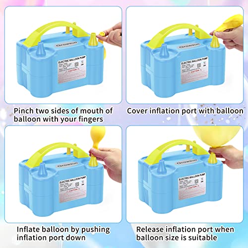 Growsun Balloons Pump Kit Electric Balloon Garland Arch Kit Air Blower Inflator for Party Decoration w/Ballons Tape Strip, Light Blue