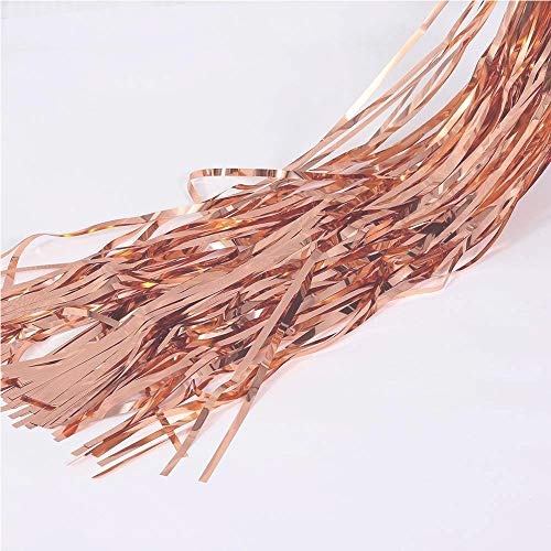 3pcs Foil Curtains Metallic Fringe Curtains Rose Gold, 3.28ft x 6.6ft Metallic Tinsel Curtains for Birthday Wedding Engagement Bachelorette Party Bridal Shower Baby Shower Decorations